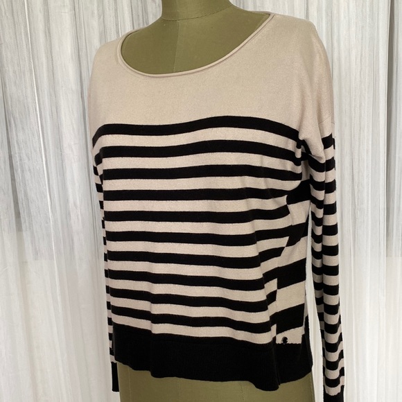 Taifun top nautical stripes in Black/Beige Size L - Picture 1 of 14